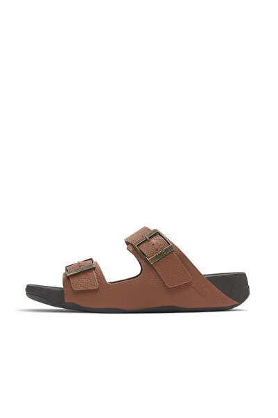 Fitflop Gogh Moc Mens Buckle Embossed Leather Slides For Men