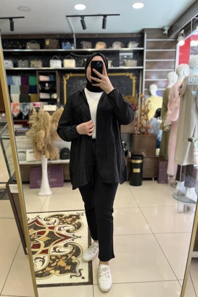 HÜMEYRA BUTİK Black Stripe Stone Mumjeans