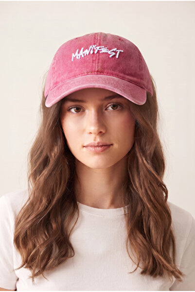 Sue Design "MANİFEST" Nakışlı Vintage Kep - Yıkanmış Görünümlü Unisex Şapka