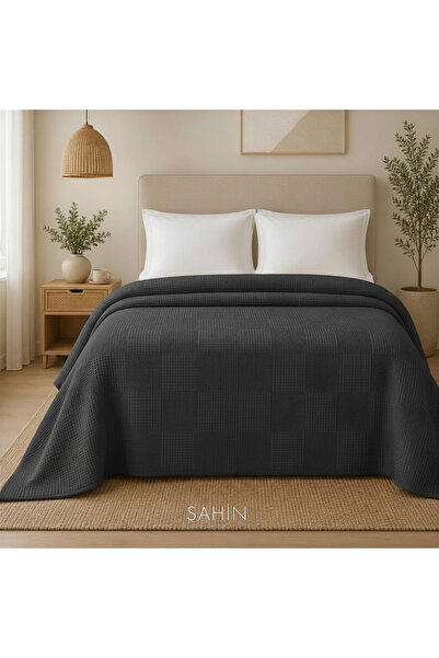 Şahinhome 100% Cotton Anthracite Gray Double Waffle Pike 200 X 235 cm