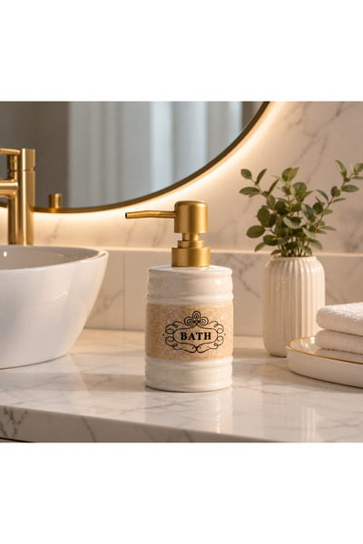 CEZVE HOME Porcelain Soap Dispenser with Gold Pump, Cream Color Liquid Soap D...