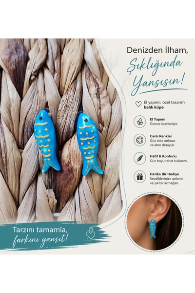 Marina Balık Küpe – Turkuaz El Yapımı Tasarım
