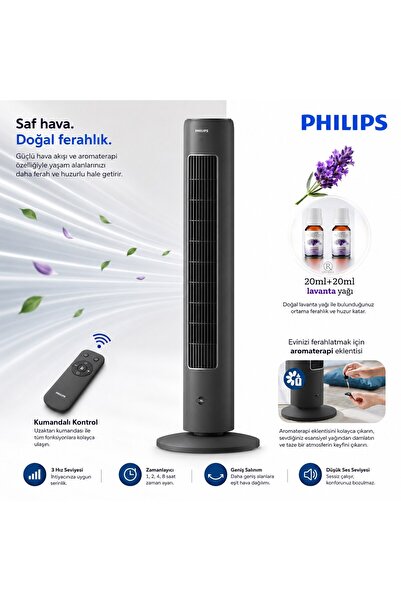 Philips 5000 Serisi Kule Tipi Vantilatör, Uzaktan Kumanda, Aroma Koku Ekleneb...