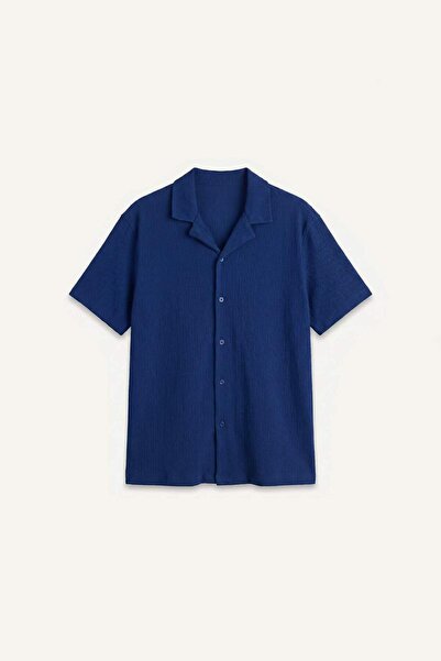 DeFacto Modern Fit Resort Collar Crinkle Fabric Short Sleeve Shirt F0313Ax26Au