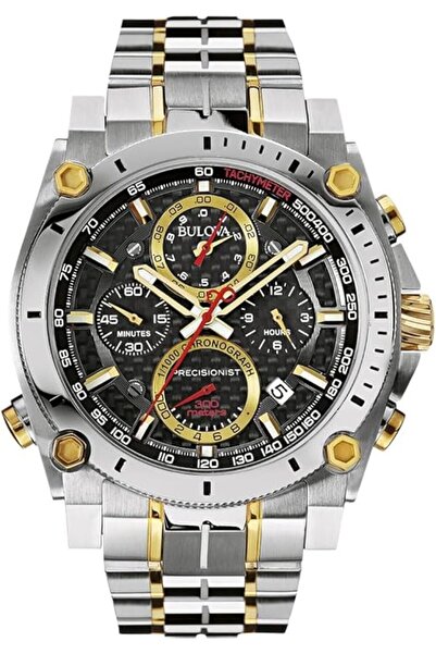Bulova ساعة كرونوغراف رجالية عالية الدقة بحركة كوارتز وزجاج معدني منحني