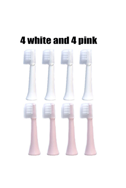 choice2 4 white and 4 pink With Cover 4-8 Pcs Replacement Brush Heads For MIJ...