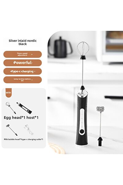 Choice خلاط كهربائي لاسلكي أسود للحليب والقهوة - خفاقة بيض بثلاث سرعات مناسبة...