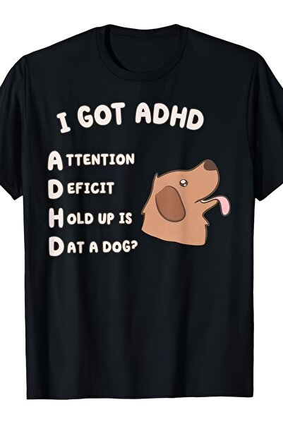 212Wear تي شيرت رجالي بطبعة I Got ADHD Attention Deficit Hold Up Is Dog، مريح...