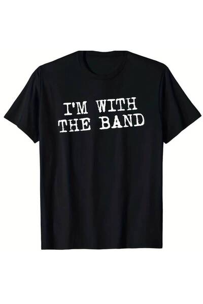 NOURAM تي شيرت I'M THE BAND بتصميم جرافيك جريء وطباعة نصية بارزة، قميص فرقة م...