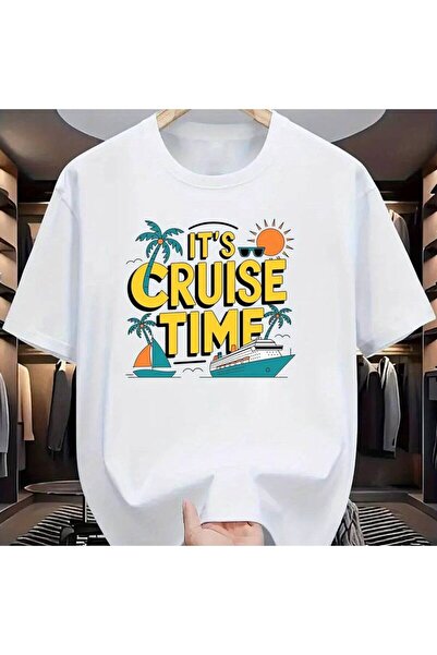 212Wear تي شيرت للجنسين بتصميم 'Cruise Time' - تصميم رحلات استكشافية استوائية...