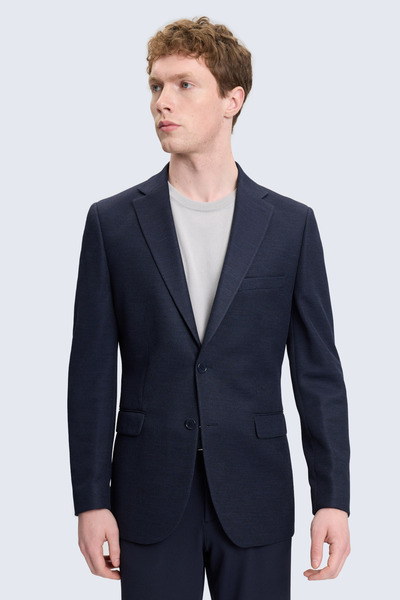 Hatemoğlu Navy Blue Slim Fit Mono Collar Classic Jacket
