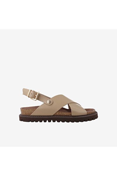 Genuins Women's / Girls' Sandals G106771 Melen Embossed Leather Taupe
