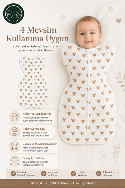 Tusebu Cotton Butterfly Swaddle Baby Sleeping Bag with Zipper