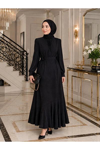 Butik Siyah Jakar Kumaş Elbise Modelimiz