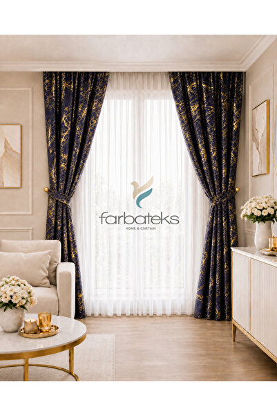 farbateks Γκρι καπνιστό χρυσό φύλλο, γυαλιστερό ύφασμα Opart με κορδόνια, 3 σ...