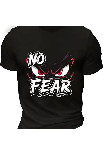17 seramik تي شيرت رجالي كاجوال برقبة دائرية مع رسومات "No Fear" مريح وقابل ل...