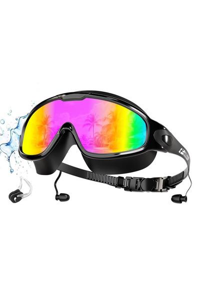 Choice4 1 piece Black-pink lens New Adult Wide View Swim Goggles Anti-Fog Ant...