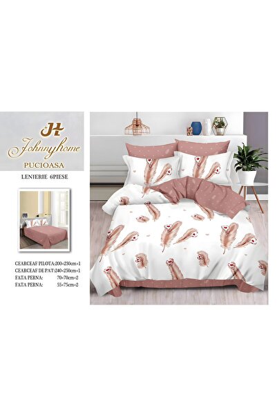 naniland.ro Lenjerie de Pat Bumbac Satinat 2 Persoane 6 Piese fără Elastic 20...