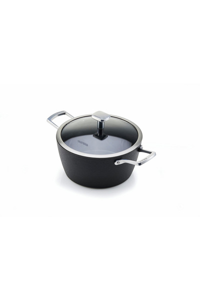 Generic Brand Oala antiaderenta cu capac Moneta, Aluminiu, Negru, 20 cm