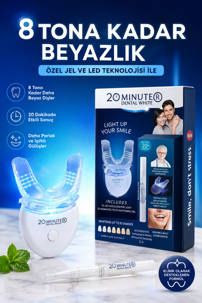 Dihamer LED Işıklı Diş Beyazlatma Cihazı ve Beyazlatıcı Jel Seti – Pilli Kull...