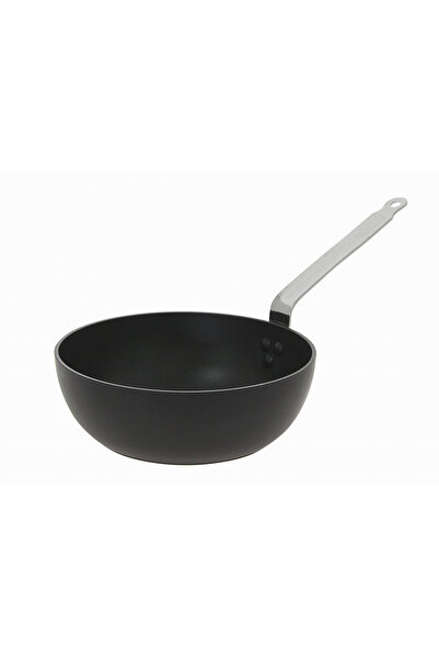 OEM Tigaie Wok de Buyer, Adanca, 24 cm, Aluminiu, PTFE, Negru, Argintiu