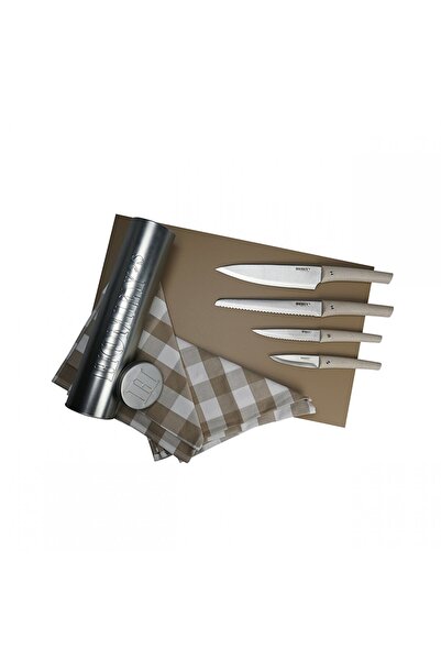 Homey's Set de cutite ecologice Nodigh, 6 piese, argintiu, include suport si ...