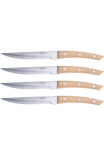 Homey's Set de 4 cutite pentru friptura, Boktra, inox, maner din lemn de fag,...