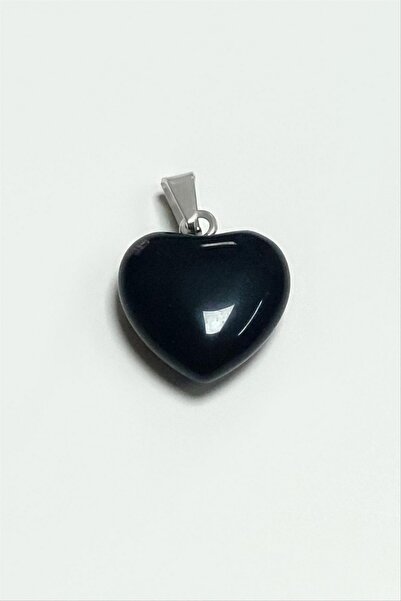 ZERO LAND Spt-Gld Onix Heart Natural Stone Pendant Small 1.5 cm (162613) - Black