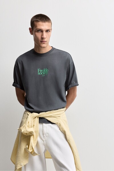 LEFTIES Kiraz baskılı t-shirt