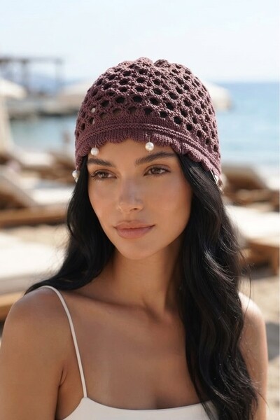 Süspüs Accessories Beach Icon Premium Pearl Detailed Summer Knit Hat