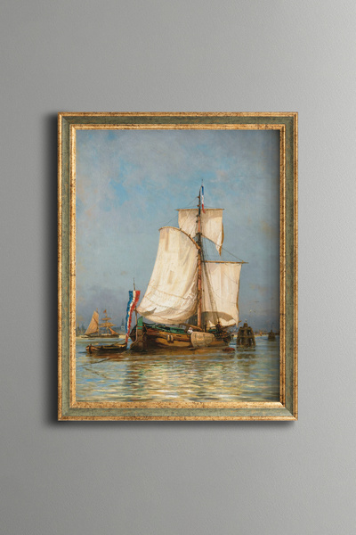 epiqart قارب شراعي - لوحة بنمط عتيق - نموذج رفيع