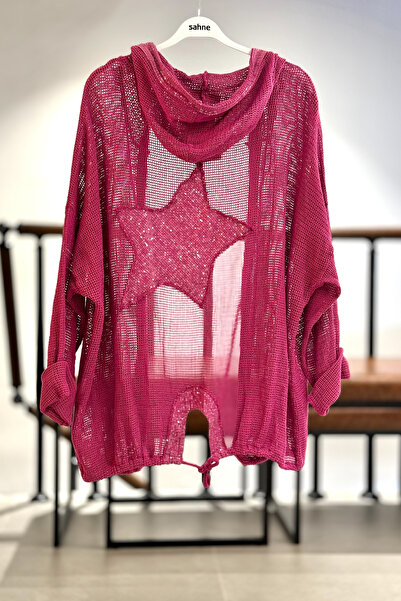 sahnemoda Star embossed hooded mesh imported jacket