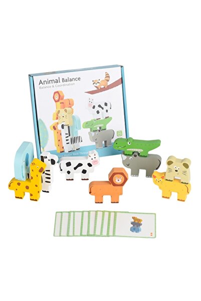 CasaDesteapta.ro Joc de Echilibru Montessori din Lemn cu Animale – Blocuri de...