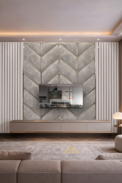 DECOMALL (TV-39) TV Arkası Duvar Kağıdı Tek Parça 3D Çita Mermer Görünümlü Salon Ofis Duvar Posteri