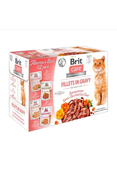Brit Box Assorted with Gravy 12X85G 4 Flavors Full Wet Food for Adult Cats Su...