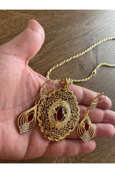 Büyük Hanım Retro Design Style Necklace Earring Set