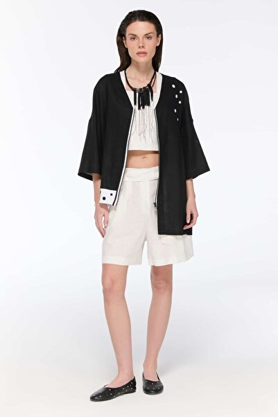LAMANTE Button Detailed Linen Jacket