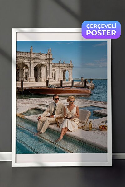Postifull Retro Holiday Poster, White Framed Poster, Old Money Series, No:113196