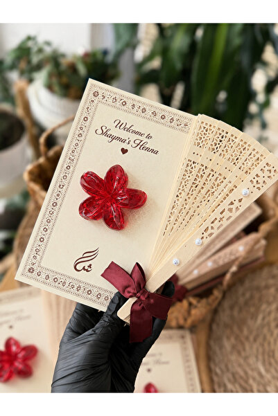 Mapel 10 Adet Lotus toka ve Ahşap yelpaze, Kına, Bride to be, nişan, henna ni...