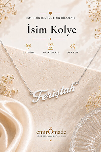 emirOmade 925 Ayar Gümüş Kişiye Özel İsimli Kolye Gümüş Rengi 13 Farklı Yazı ...