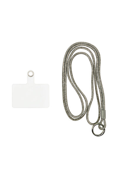 Vivid Lanyard Rhinestone Neck Strap Silver