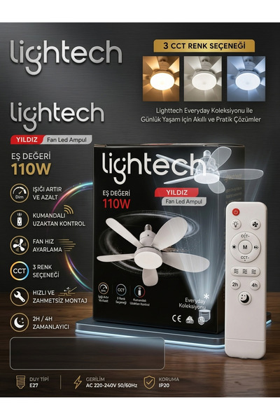 lightech Yıldız 110W Fanlı Led Ampul
