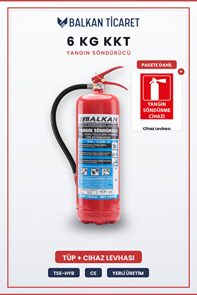 Balkan Ticaret İşyeri Yangın Tüpü 6 Kg Tozlu KKT ABC Levha TSE HYB CE Belgeli