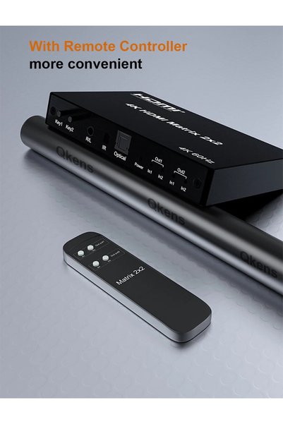 DESTE ELEKTRONİK HDMI Matrix 2x2 Matrix Anahtarı 2 in 2 Out Switcher 4K 60Hz 2x2 HDMI matrix 4K 60Hz değiştirici 2 in 2 out optik & R/L ses çıkışı