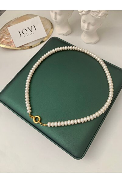 JOVİ ATELİER 55cm Sertifikalı Doğal Rondela Kadın İnci Kolye | Altın Takılabi...