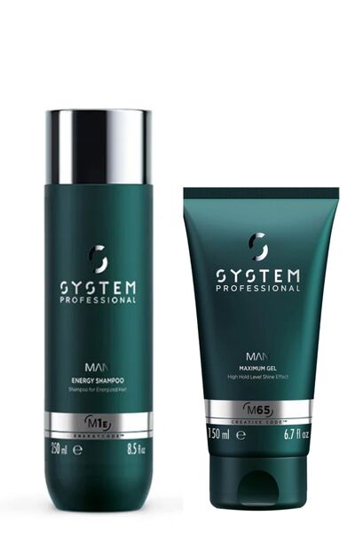 Wella System Professional Man Energy Shampoo 250 ml & Maximum Gel 150 ml Erke...