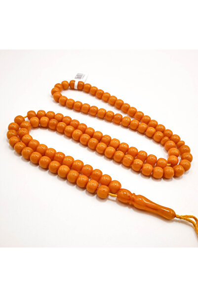 Generic Afghan Musk Rosary 99 Beads 9x8mm Vibrant Orange Prayer Beads 51g wit...