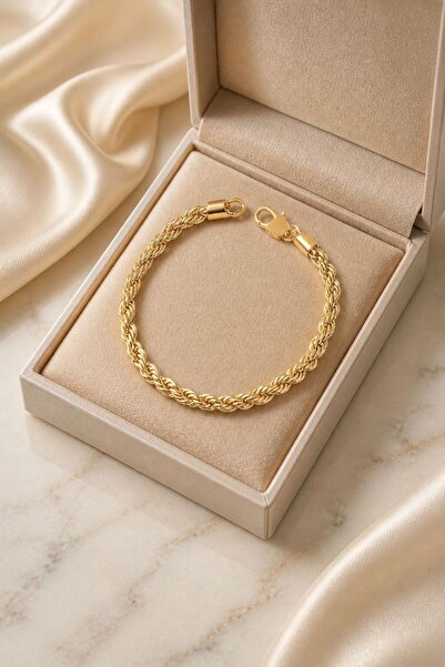 LYKOS Thick Rope Formed Minimalist Gold Color Twist Bracelet - Multiple Combi...