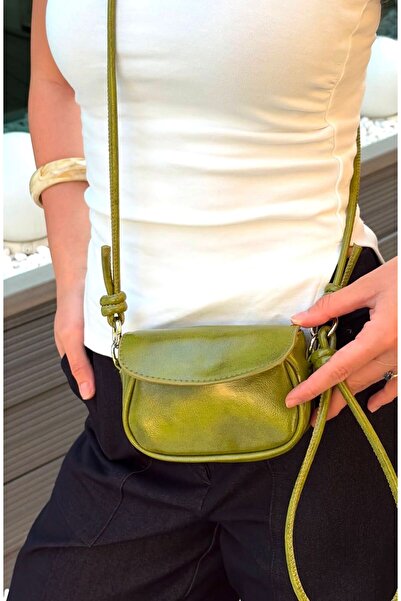 Senna Collection Adjustable Knot Detail Strap Kandin Crossbody Bag Oil Green