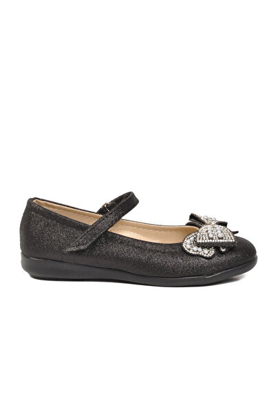 Arzen Black Glittery Bowknot Girls' Ballerina Flats